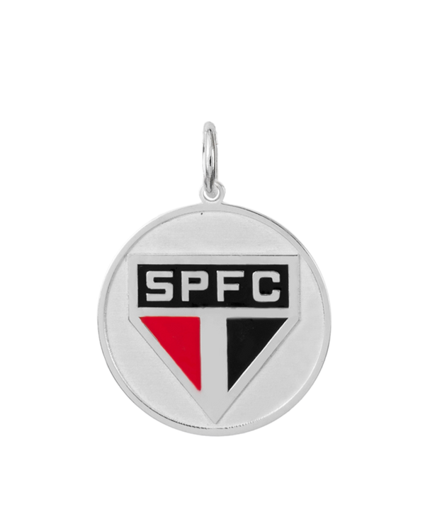 Pingente São Paulo Escudo em Prata 925 Redondo Colorido