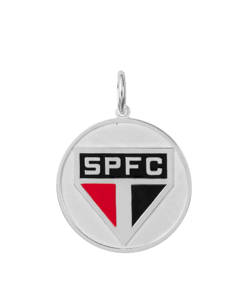 Pingente São Paulo Escudo em Prata 925 Redondo Colorido