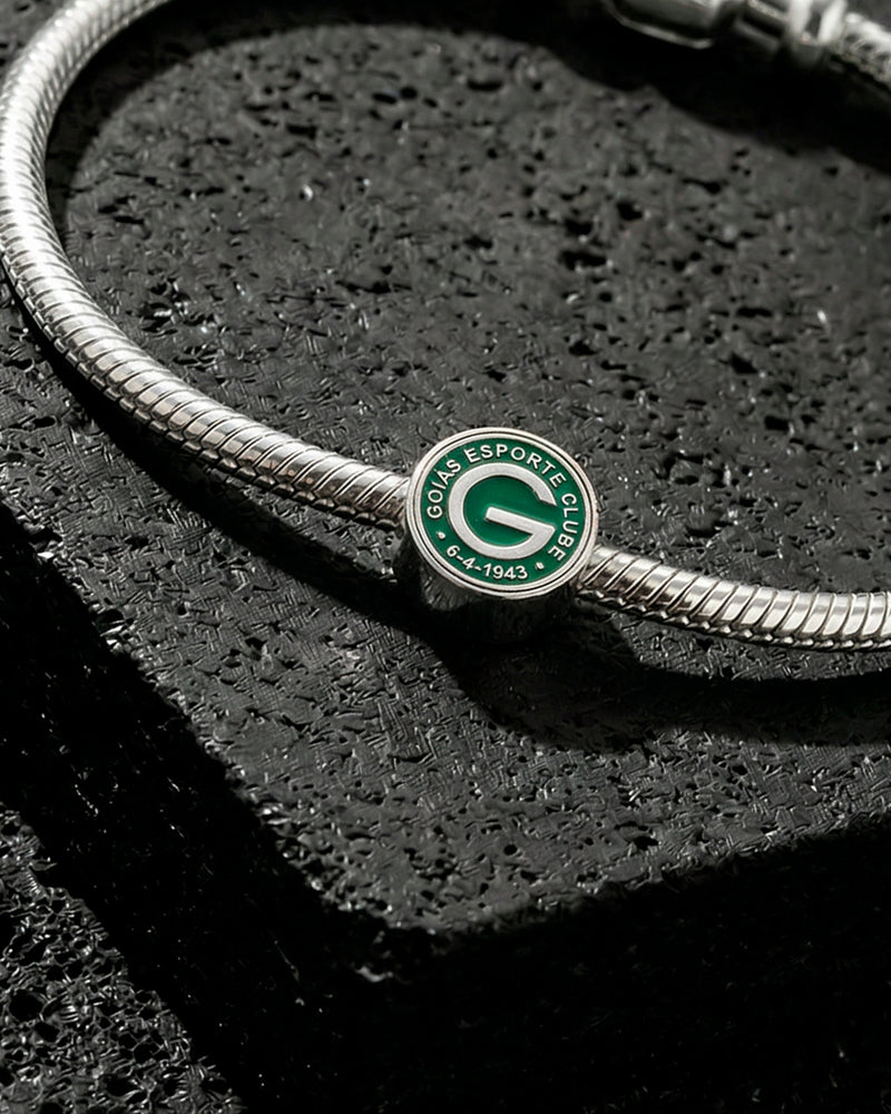 Berloque Goiás Escudo em Prata 925 Esmaltado + Pulseira
