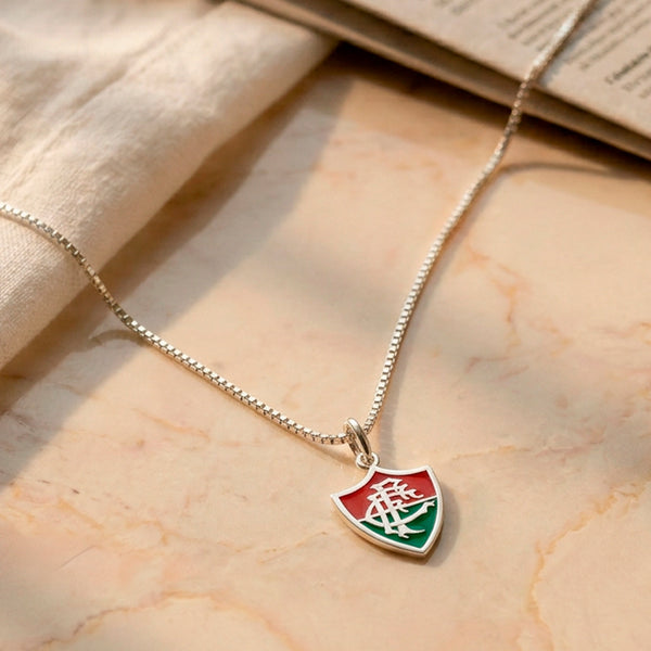 Pingente Fluminense Escudo Mini em Prata 925 Esmaltado