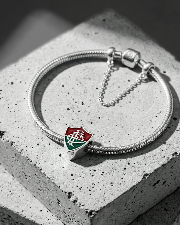 Berloque Fluminense Escudo em Prata 925 Esmaltado