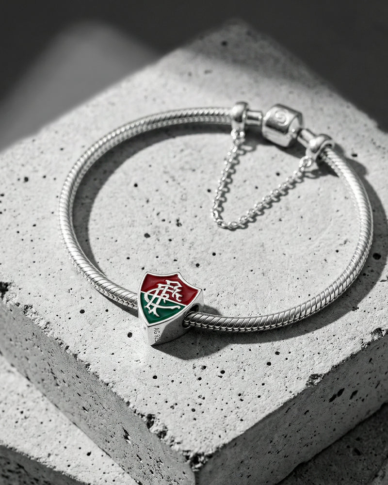 Berloque Fluminense Escudo em Prata 925 Esmaltado
