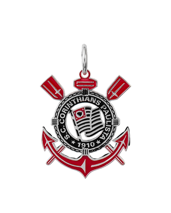 Pingente Corinthians Escudo em Prata 925 Colorido