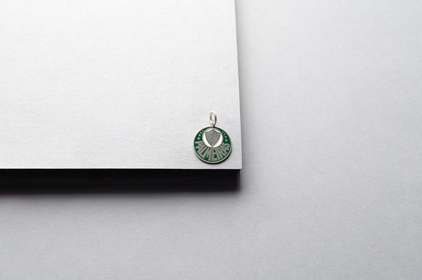 Pingente Palmeiras Escudo em Prata 925 Colorido + Corrente