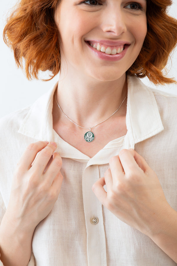 Pingente Palmeiras Escudo em Prata 925 Colorido