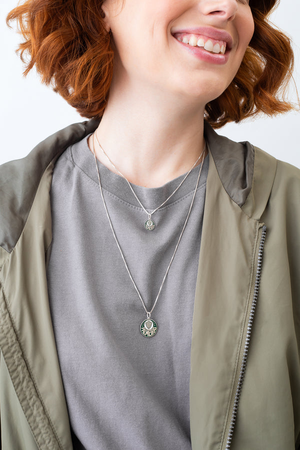 Pingente Palmeiras Escudo Mini em Prata 925 Colorido