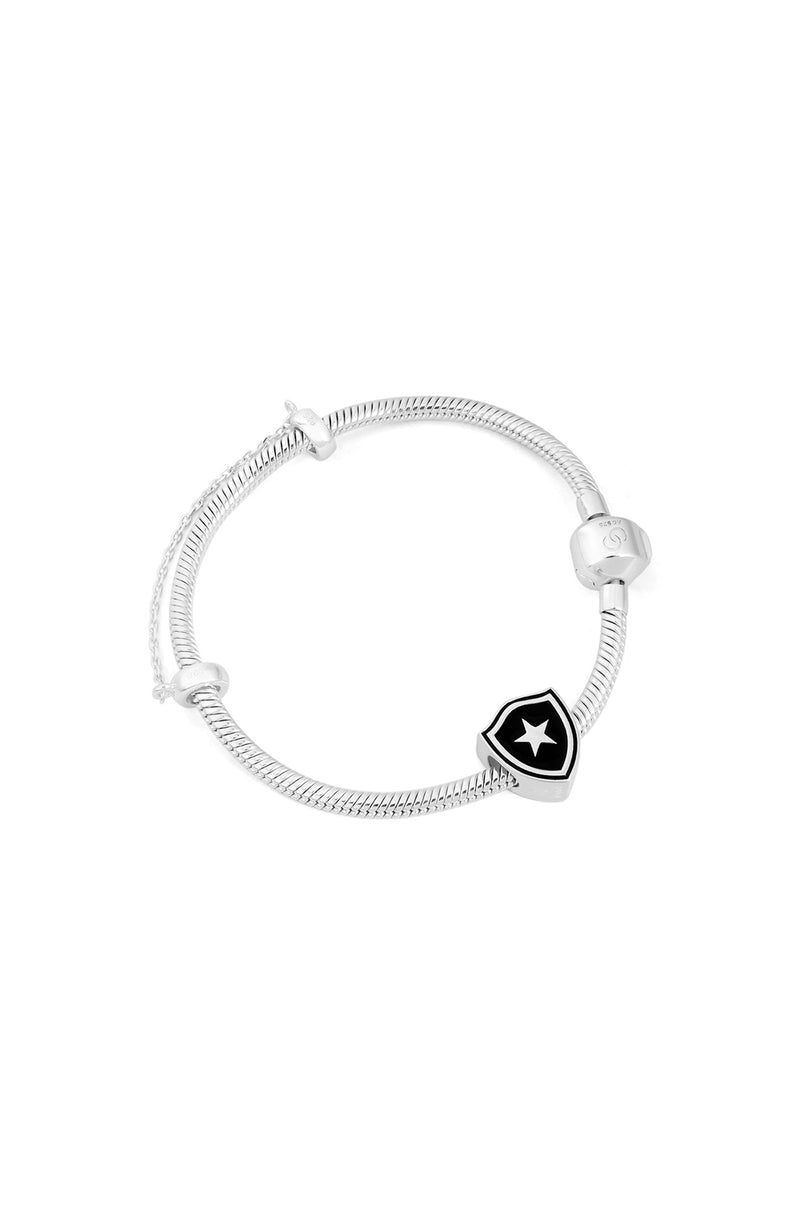 Berloque Botafogo Escudo em Prata 925 Esmaltado + Pulseira
