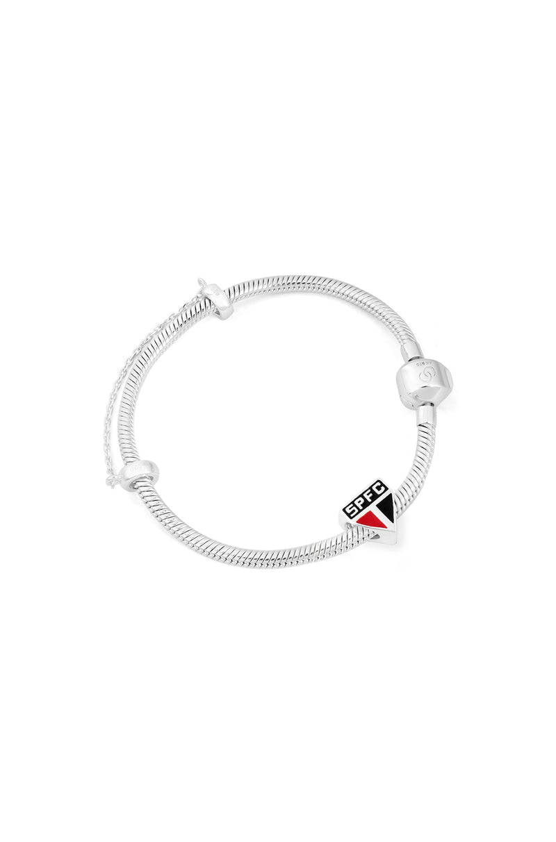 Berloque São Paulo Escudo em Prata 925 Colorido + Pulseira