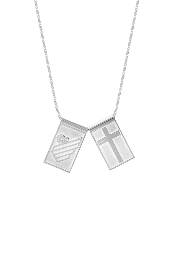 Escapulário Athletico Escudo e Cruz em Prata 925