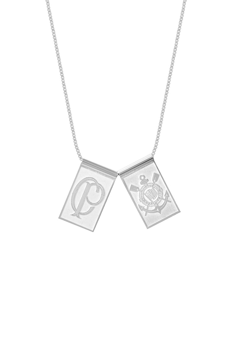 Escapulário Corinthians Escudo e CP em Prata 925