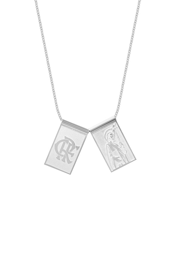 Escapulário Flamengo Escudo e São Judas Tadeu em Prata 925