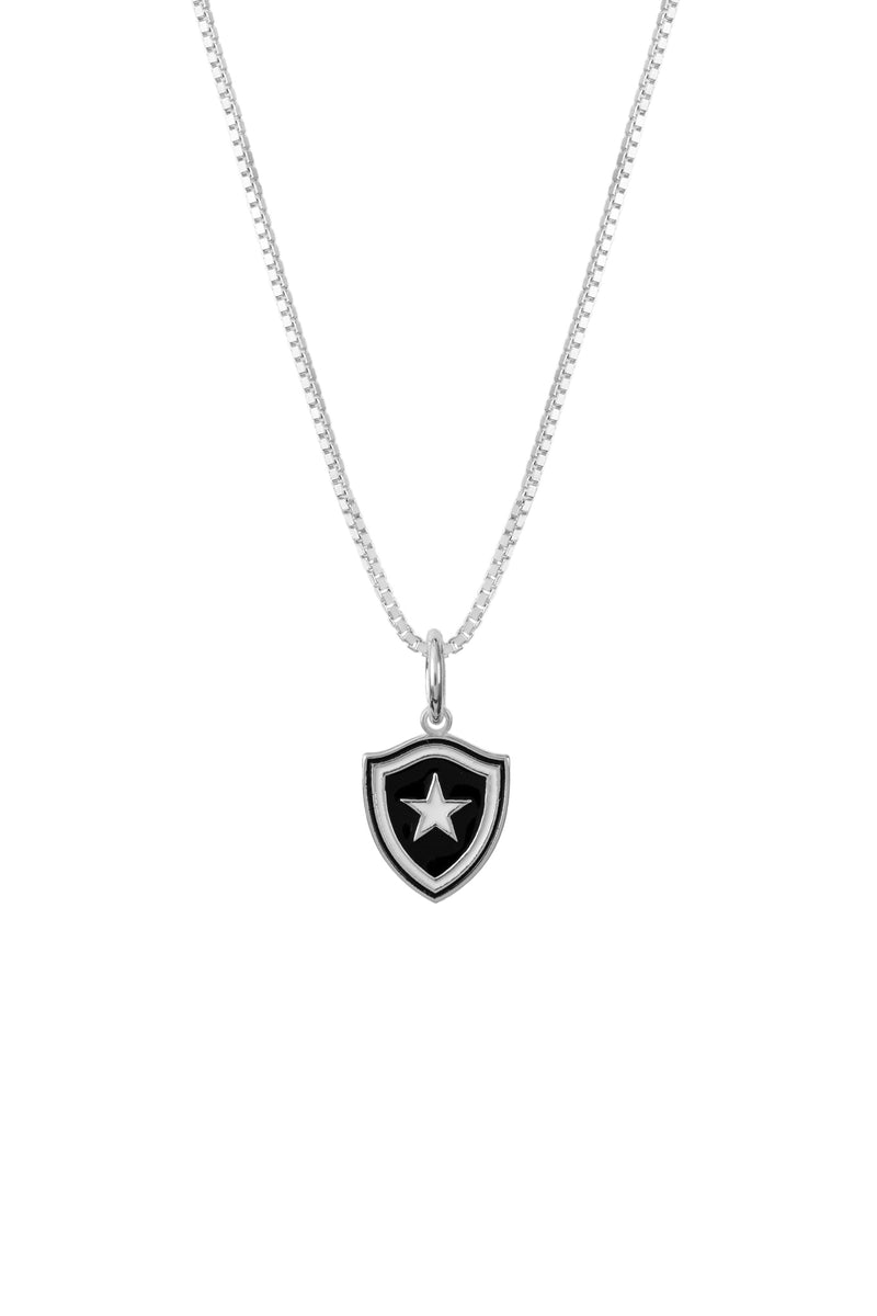 Pingente Botafogo Escudo Mini em Prata 925 Esmaltado + Corrente