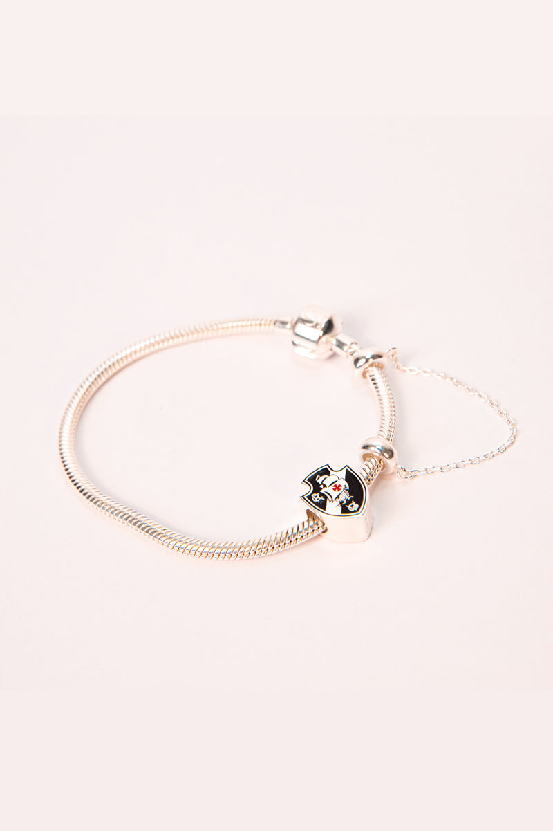 Berloque Vasco Escudo em Prata 925 Esmaltado + Pulseira