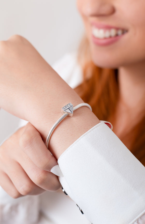 Berloque São Paulo Escudo em Prata 925 + Pulseira