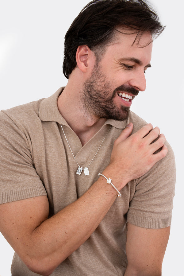 Escapulário Corinthians Escudo e Estrela de David em Prata 925