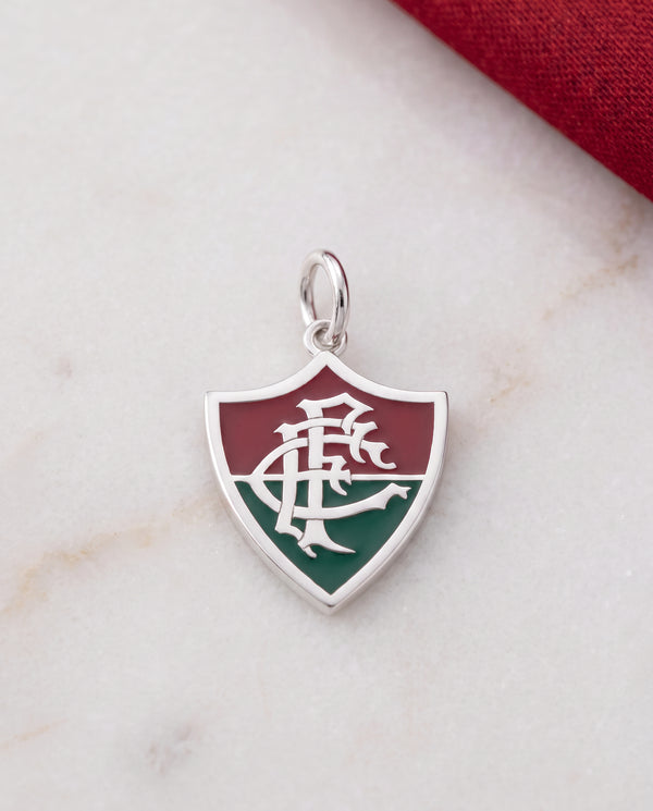 Pingente Fluminense Escudo em Prata 925 Esmaltado