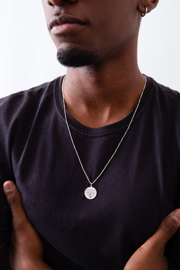 Pingente São Paulo Escudo em Prata 925 Redondo