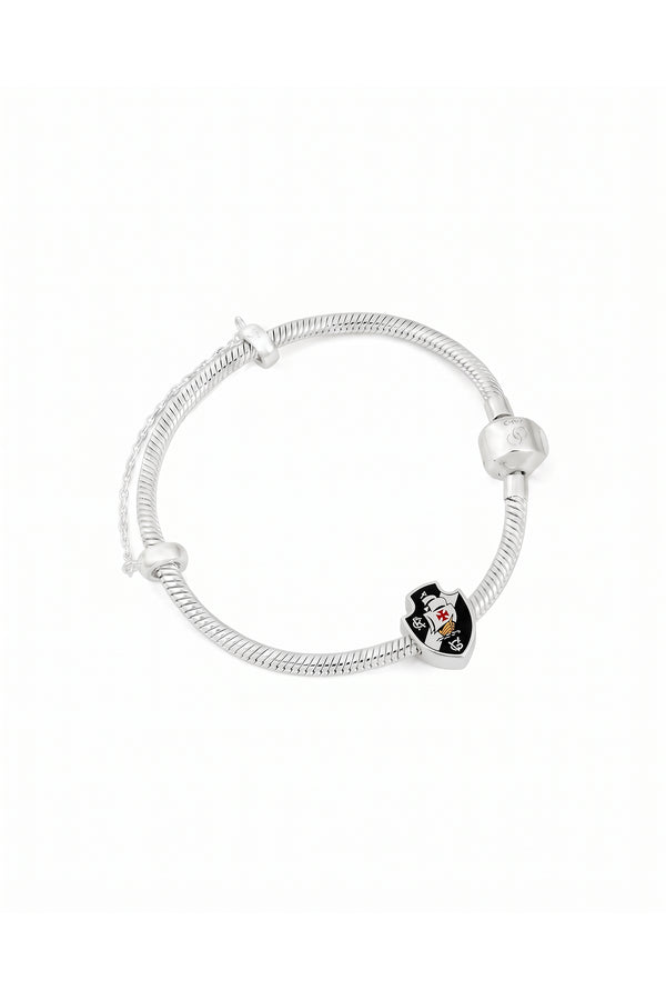 Berloque Vasco Escudo em Prata 925 Esmaltado + Pulseira