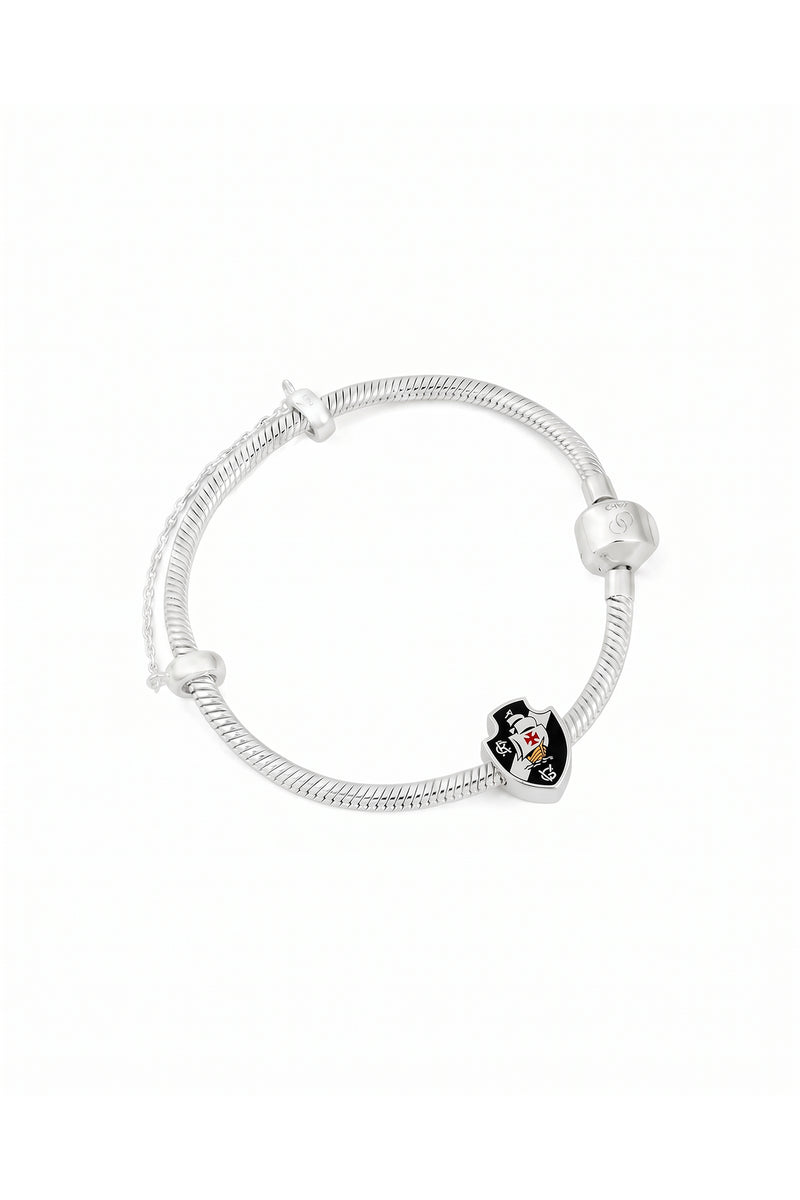 Berloque Vasco Escudo em Prata 925 Esmaltado + Pulseira